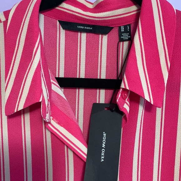 Vera moda pink and white/beige striped dress - Picture 3 of 7